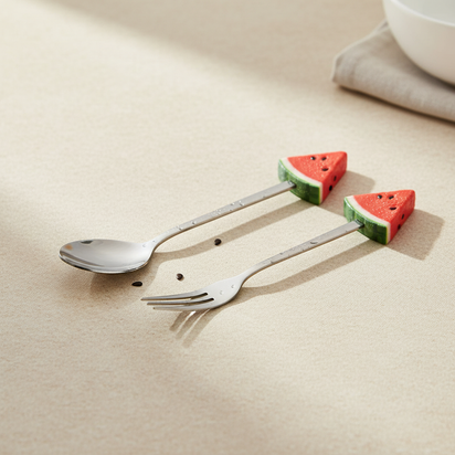 Fruit Handle Stainless Steel Spoon and Fork Set of 2 - KitchHaus