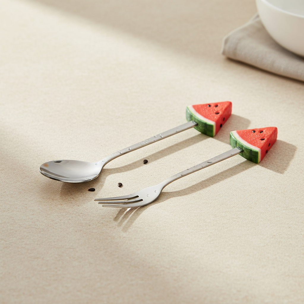 Fruit Handle Stainless Steel Spoon and Fork Set of 2 - KitchHaus