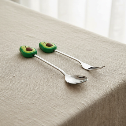 Fruit Handle Stainless Steel Spoon and Fork Set of 2 - KitchHaus