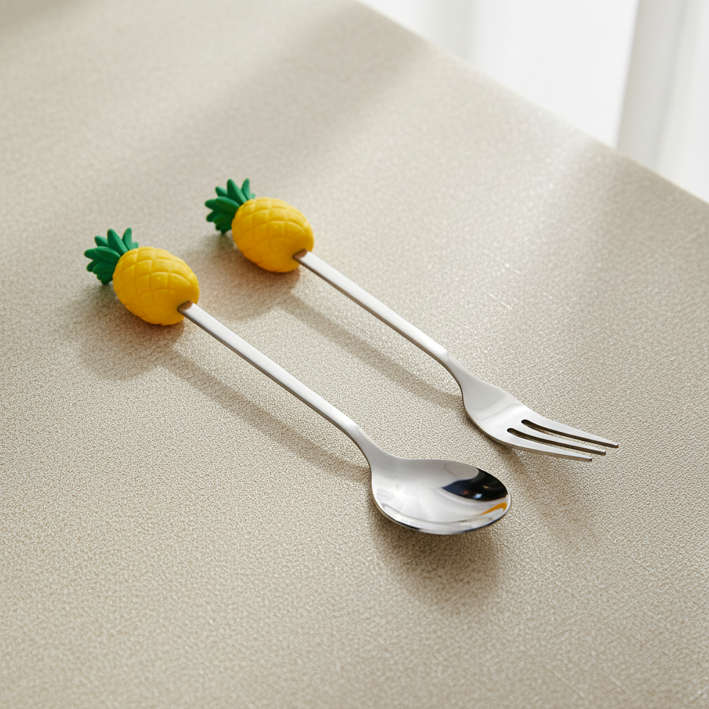 Fruit Handle Stainless Steel Spoon and Fork Set of 2 - KitchHaus