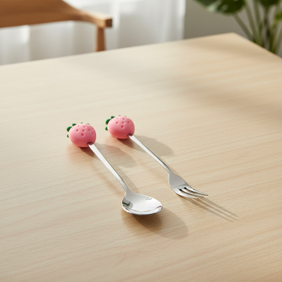 Fruit Handle Stainless Steel Spoon and Fork Set of 2 - KitchHaus