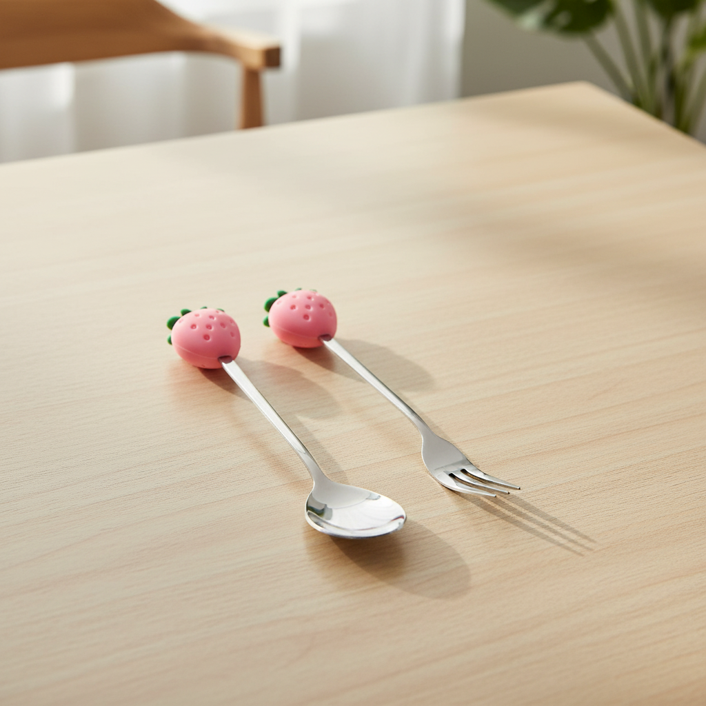 Fruit Handle Stainless Steel Spoon and Fork Set of 2 - KitchHaus