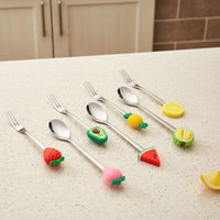 Fruit Handle Stainless Steel Spoon and Fork Set of 2 - KitchHaus